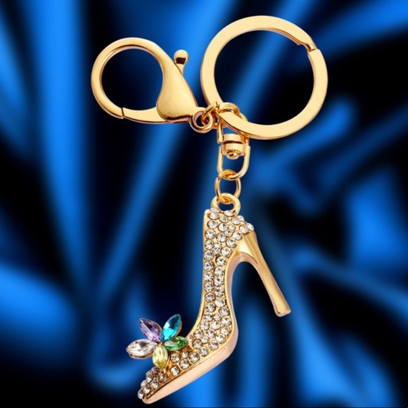 Accessories - High Heel MulticolorClear Gold Rhinestone Keychain